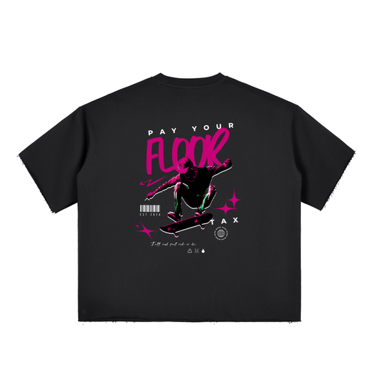 Boxy Half-Sleeve Raw-Edge T-Shirt Skate Top
