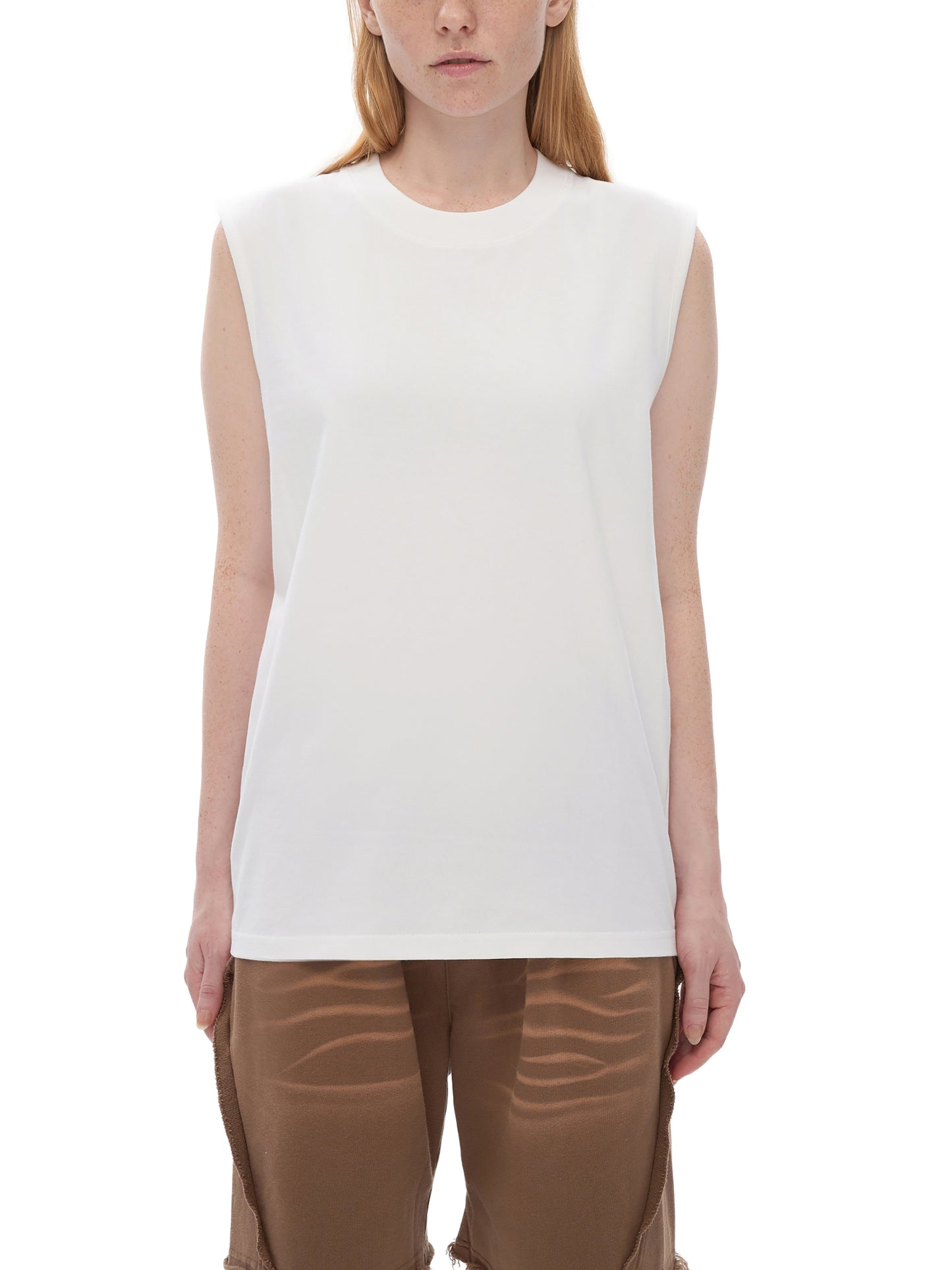 Non-Binary Finery White Sleeveless Cotton Tank Top