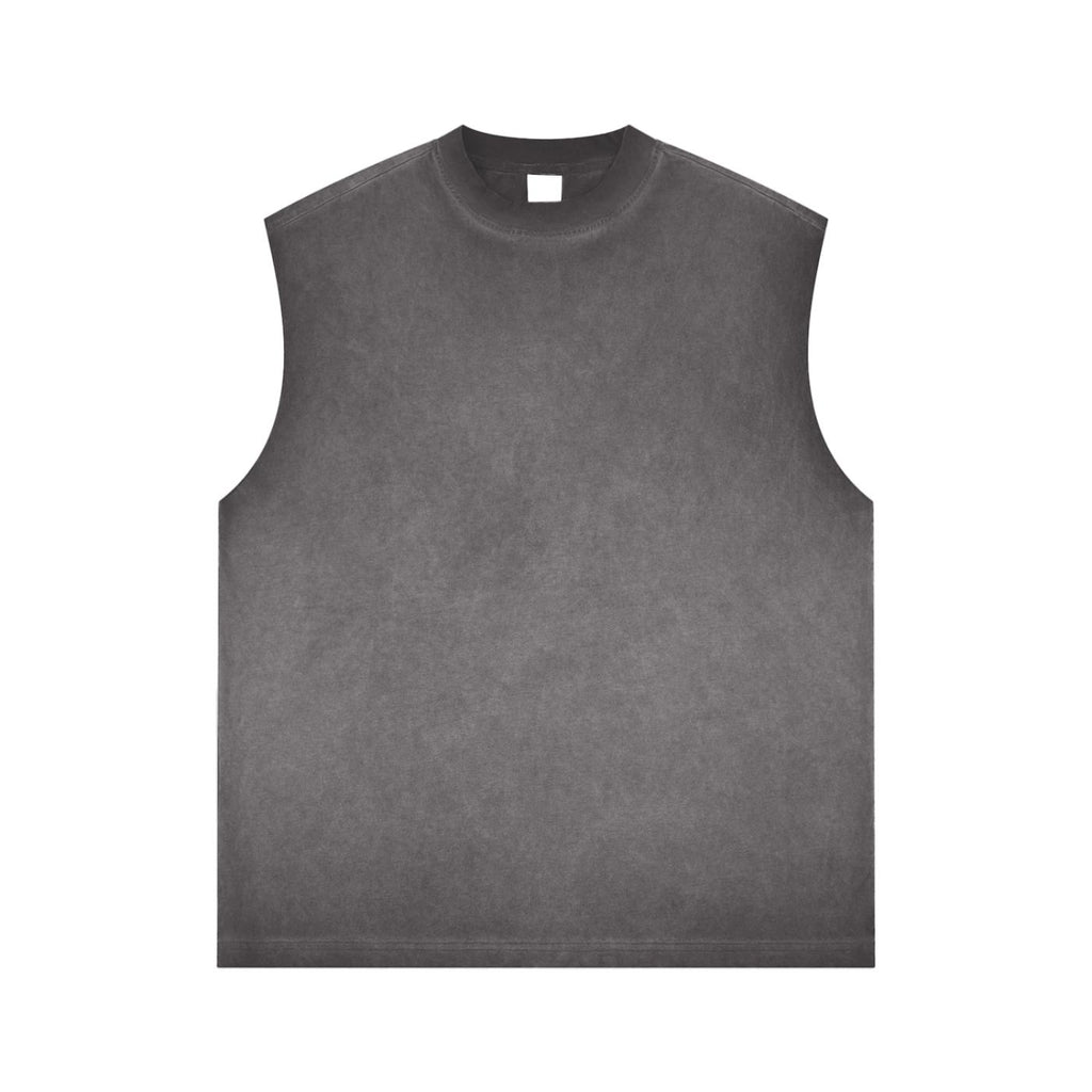Rear Print True Punk Reverse Washed Muscle Tank Top Unisex Gray