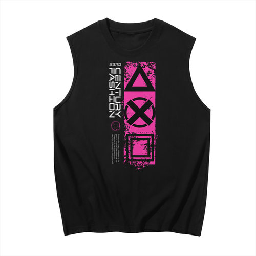 23rd Century Fashion Cyberpunk Pink and Black Muscle Tank Top