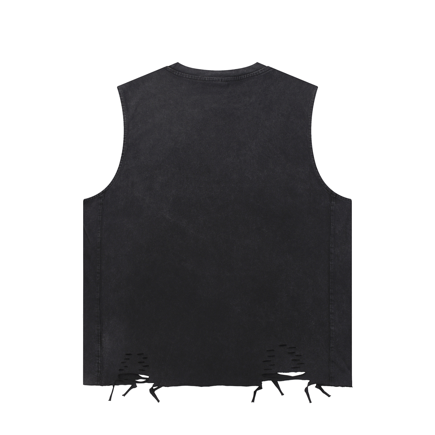 Fuck The System Snow Washed Raw-Hem Tank Top Black