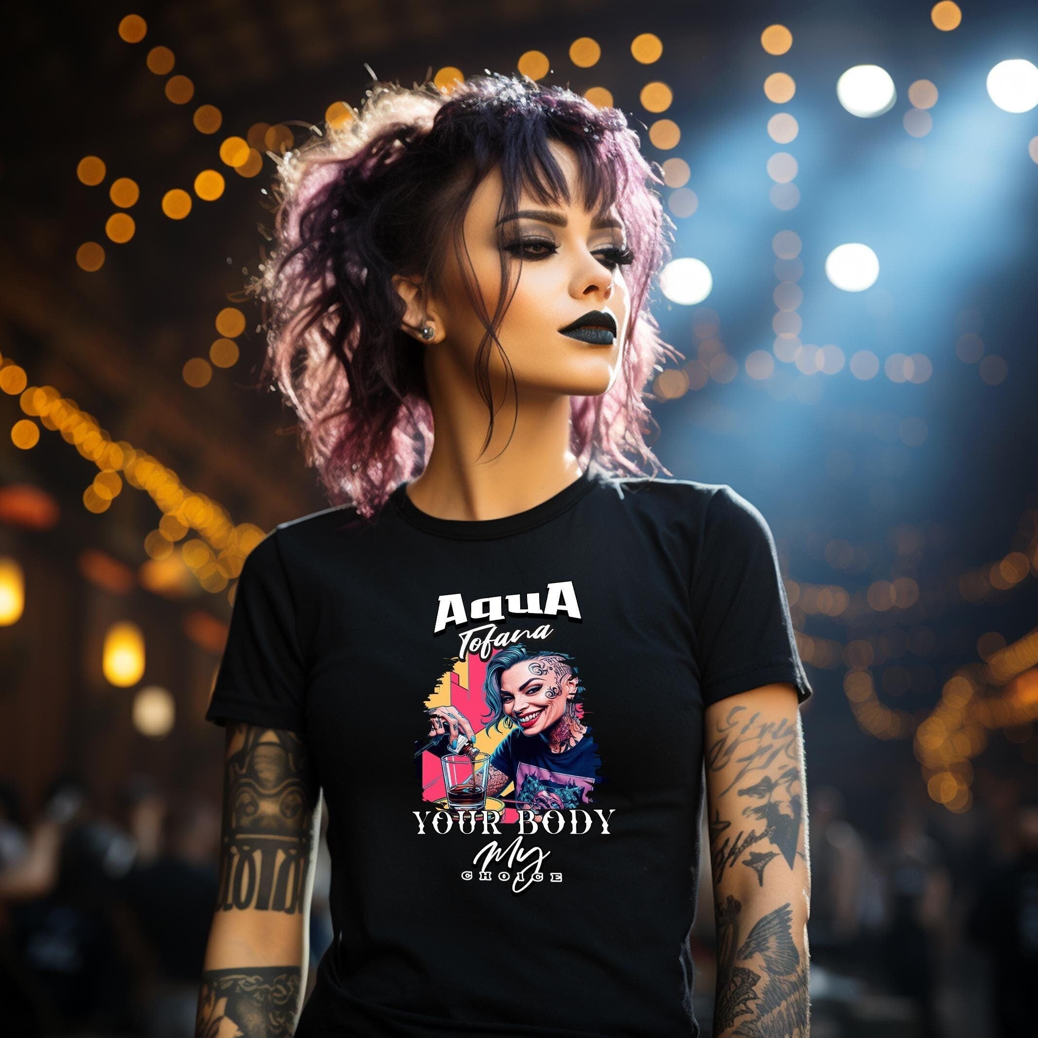 Aqua Tofana Your Body 4B Movement Women's T-shirt Black Range of Designs Trendy Feminist T-Shirt Guilia Tofana Modern