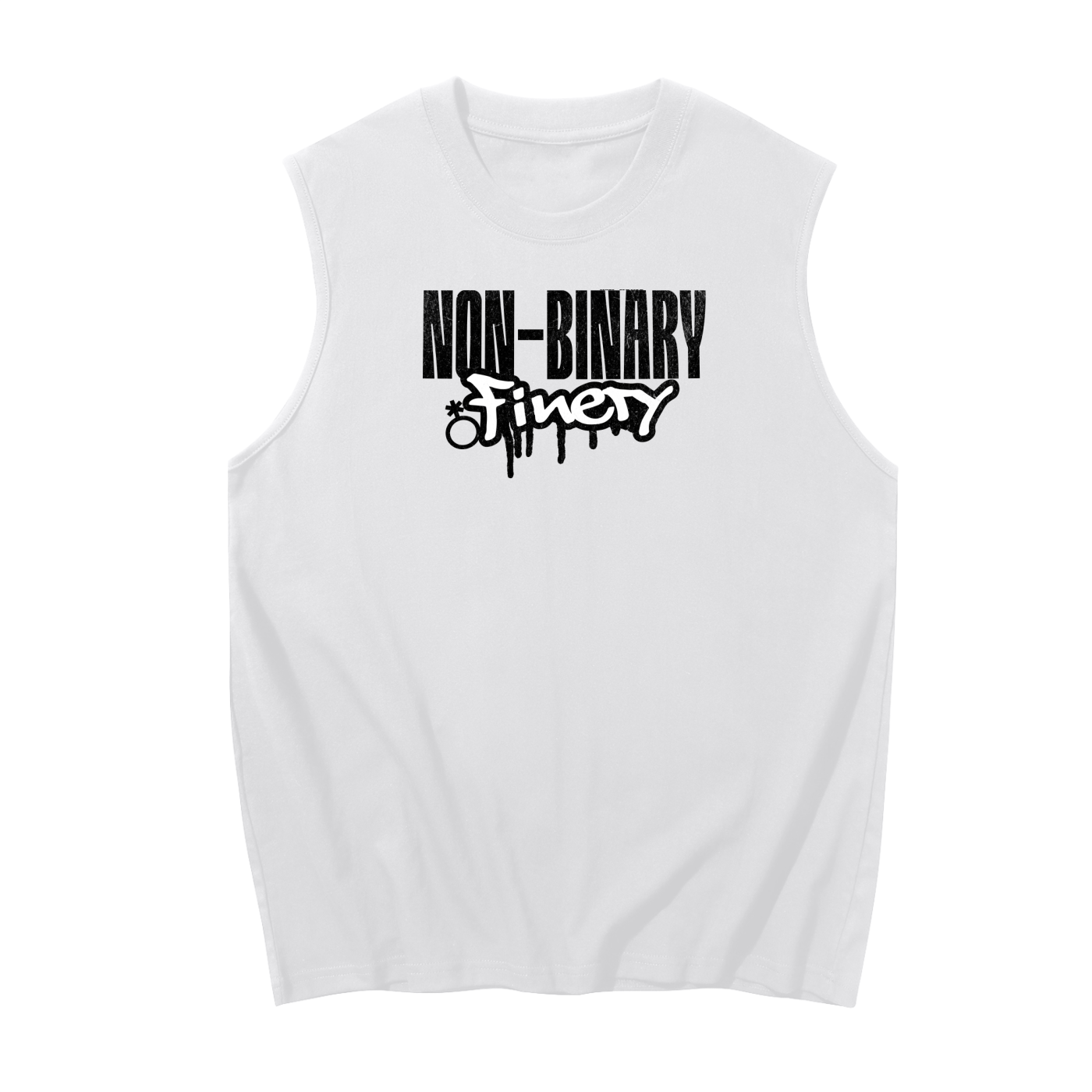 Non-Binary Finery White Sleeveless Cotton Tank Top