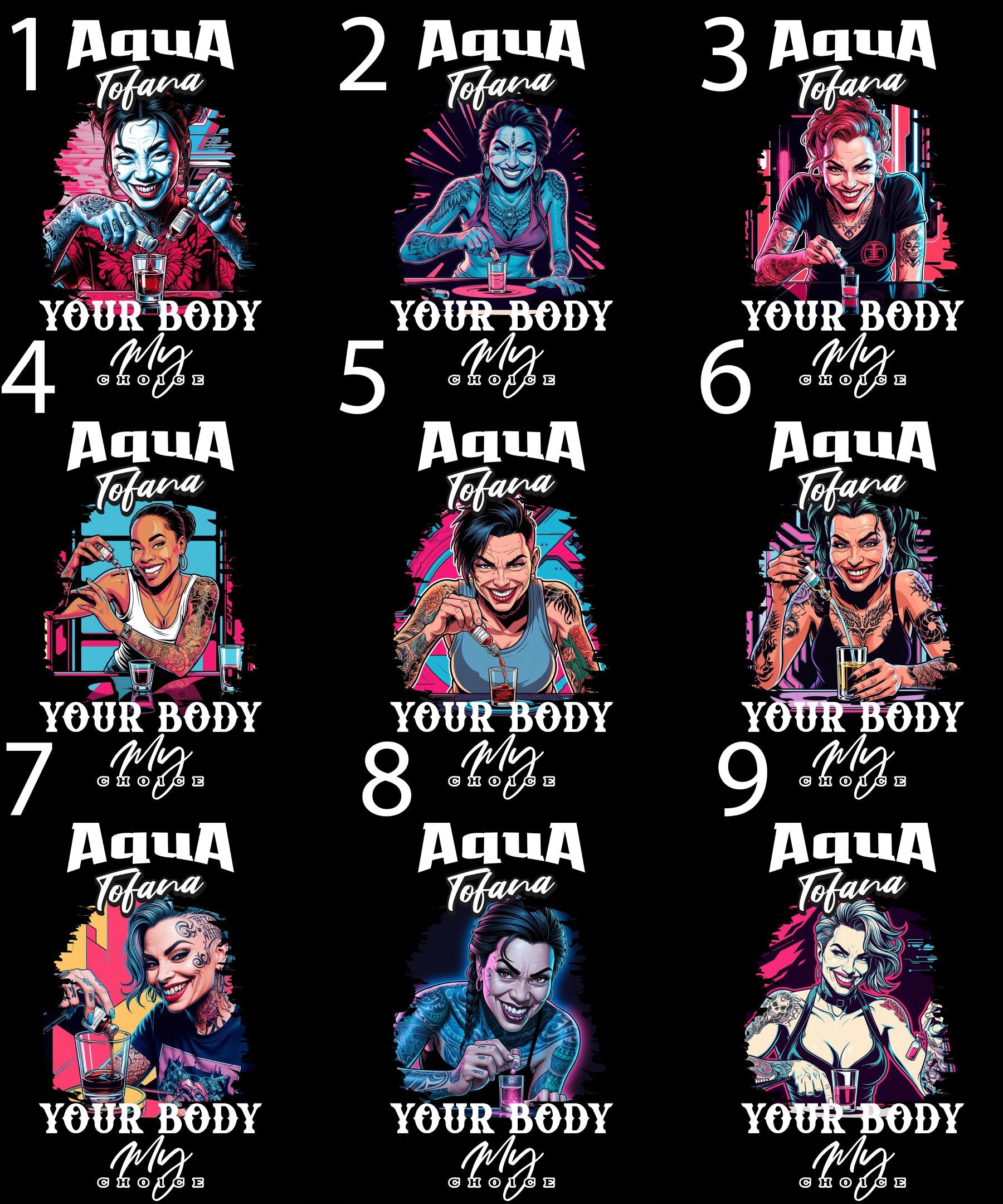 Aqua Tofana Your Body 4B Movement Women's T-shirt Black Range of Designs Trendy Feminist T-Shirt Guilia Tofana Modern