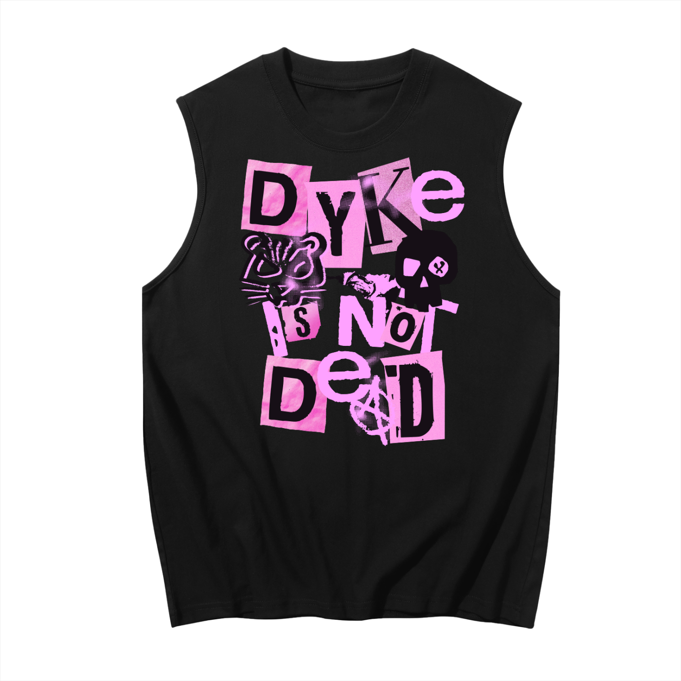 Dyke Is Not Dead Lesbian Muscle Tank Top Black