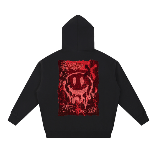 Red and Black Skater Heavyweight Hoodie Unisex