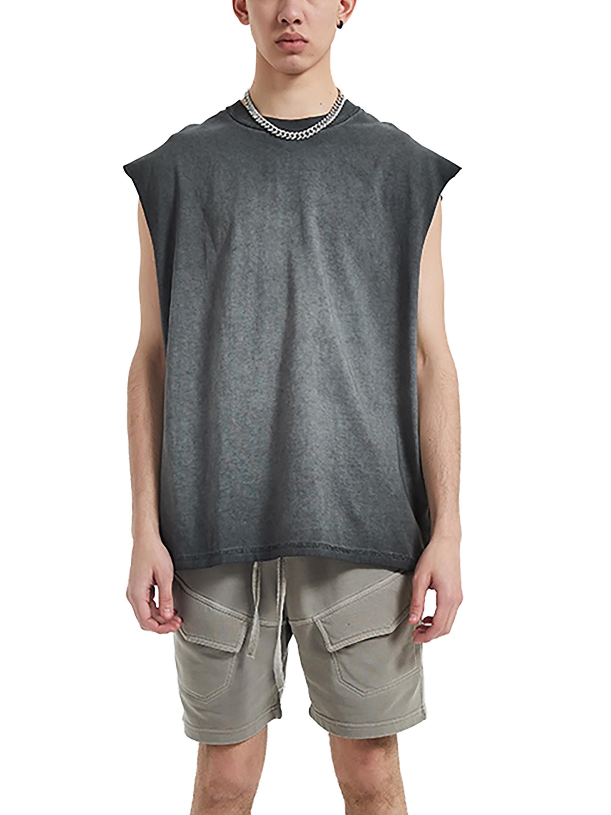 Rear Print True Punk Reverse Washed Muscle Tank Top Unisex Gray