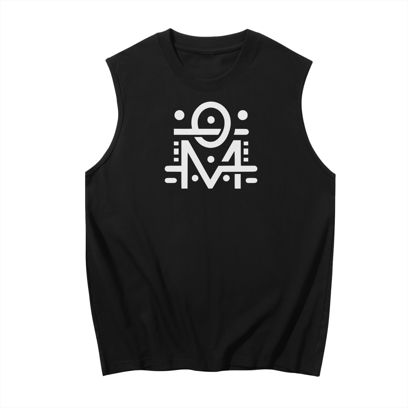 Sleeveless Tank Top Black White Logo