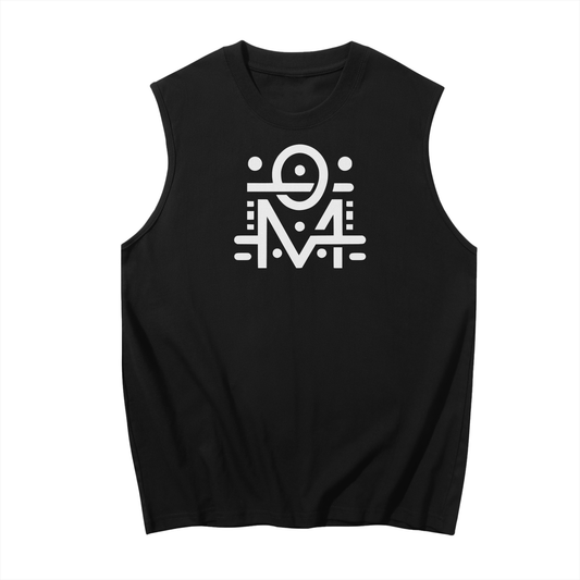 Sleeveless Tank Top Black White Logo
