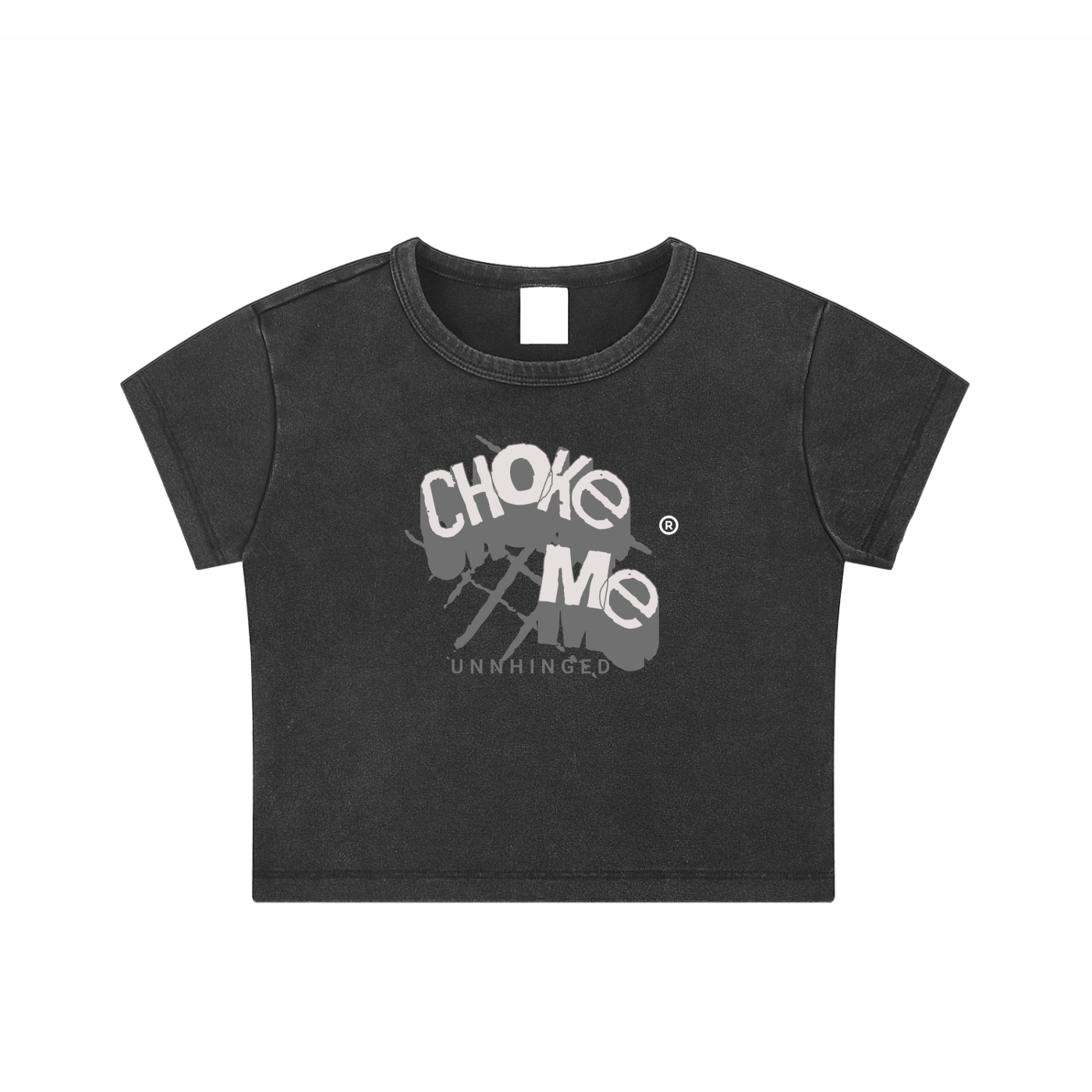 Choke Me Unhinged Snow Washed Crop Top Black