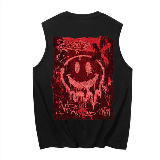 Red and Black Sleeveless Muscle Tank Top Skater