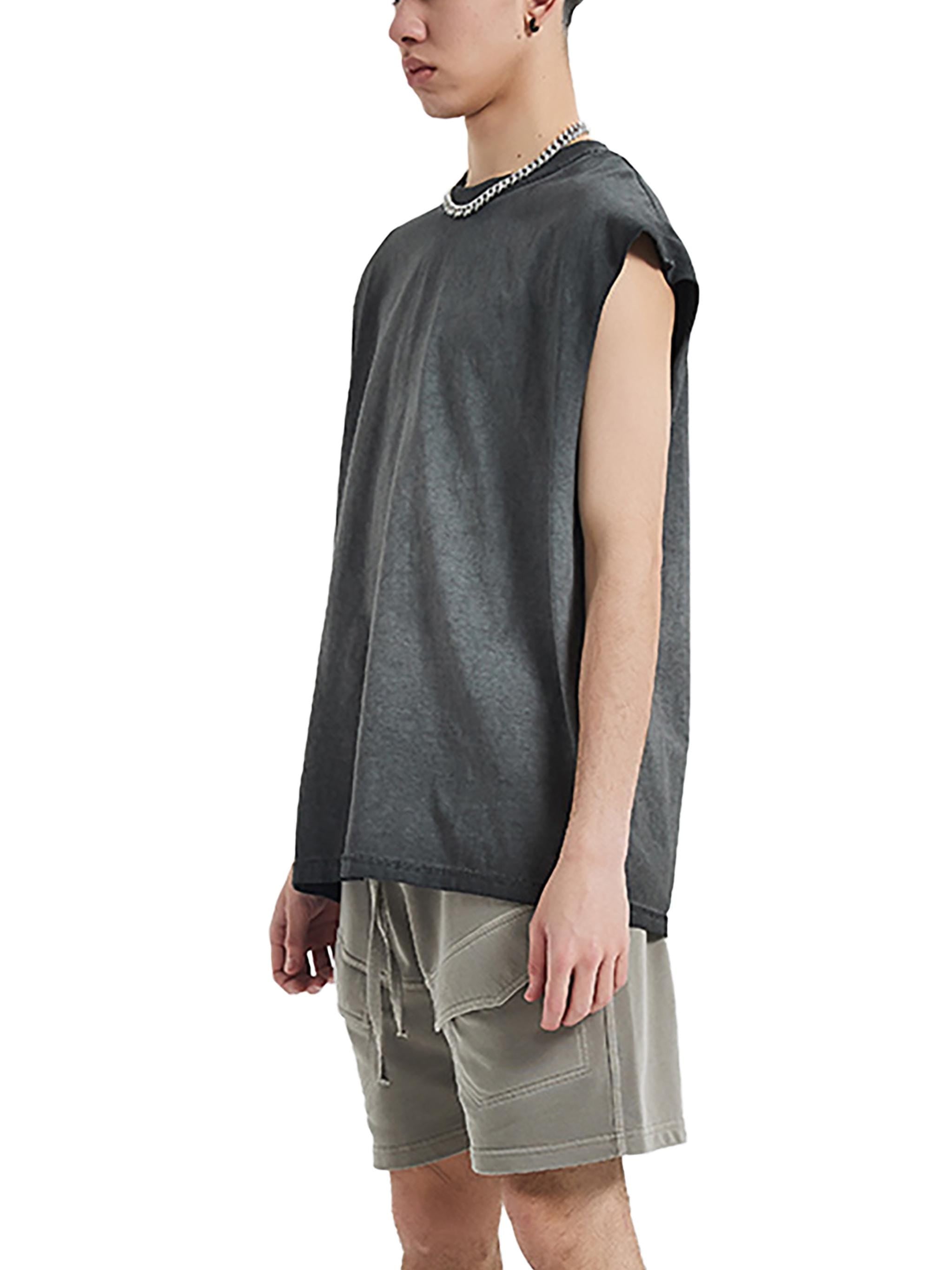 Rear Print True Punk Reverse Washed Muscle Tank Top Unisex Gray