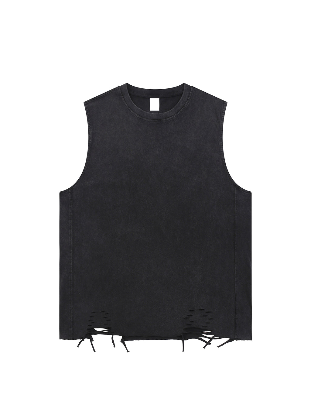 Fuck The System Snow Washed Raw-Hem Tank Top Black