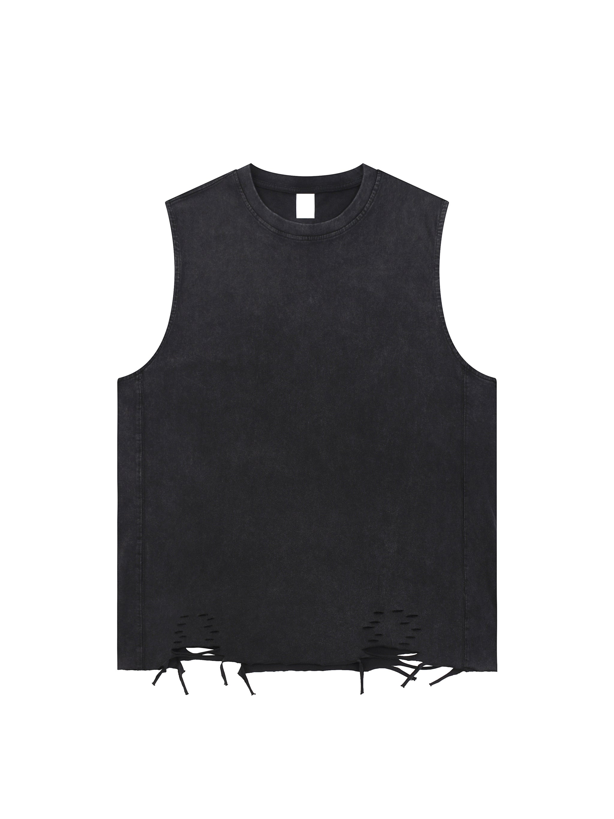 Fuck The System Snow Washed Raw-Hem Tank Top Black