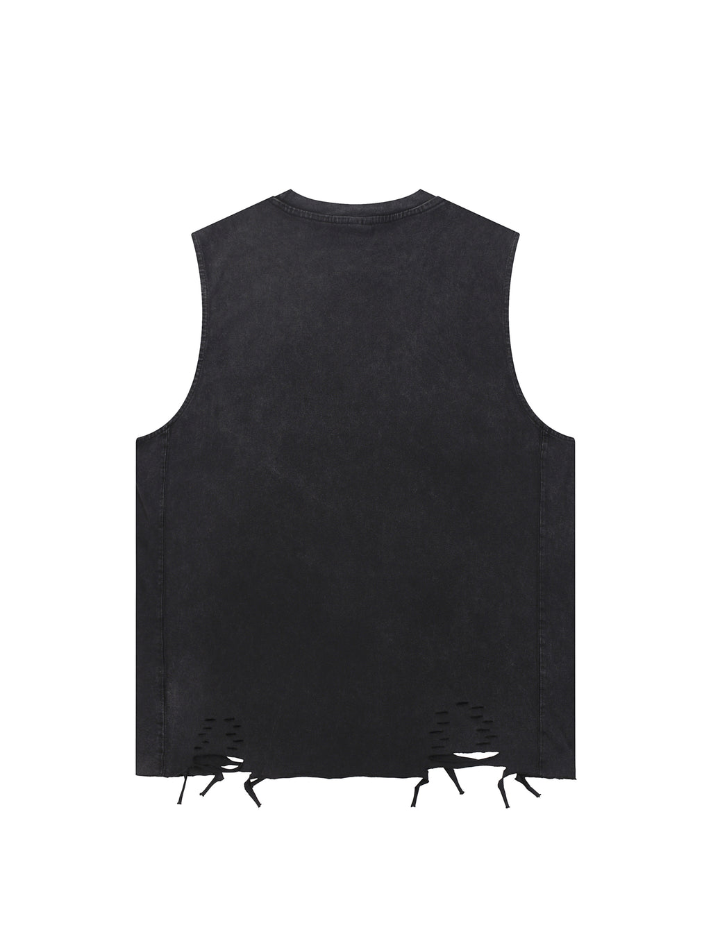 Fuck The System Snow Washed Raw-Hem Tank Top Black