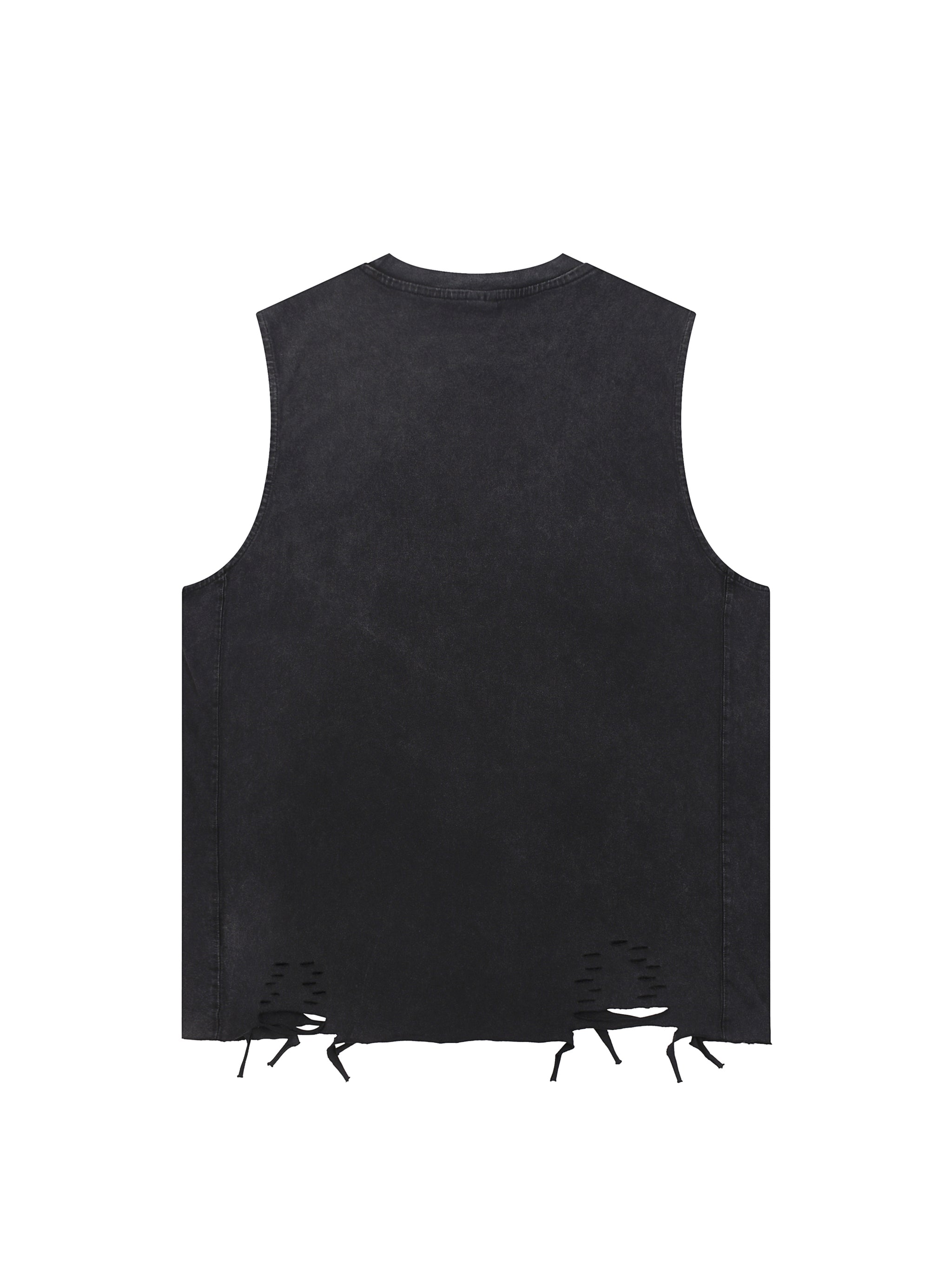 Fuck The System Snow Washed Raw-Hem Tank Top Black