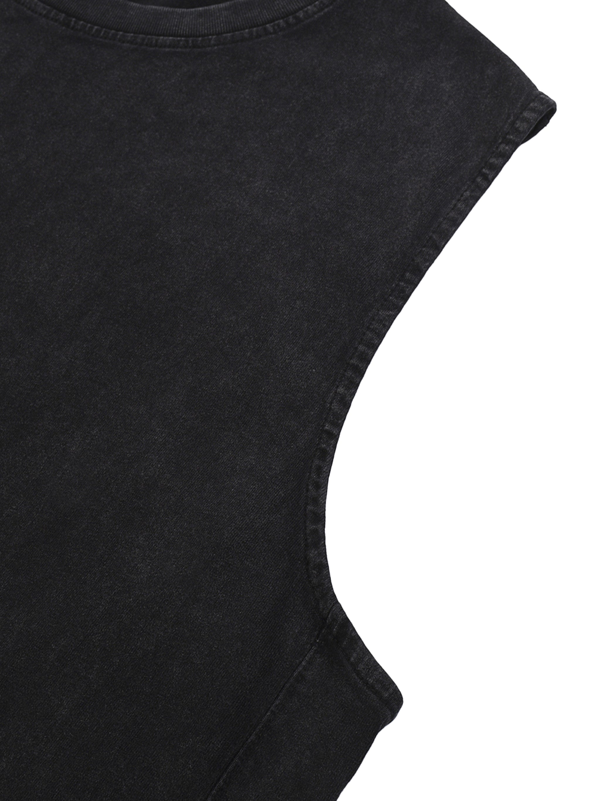 Fuck The System Snow Washed Raw-Hem Tank Top Black
