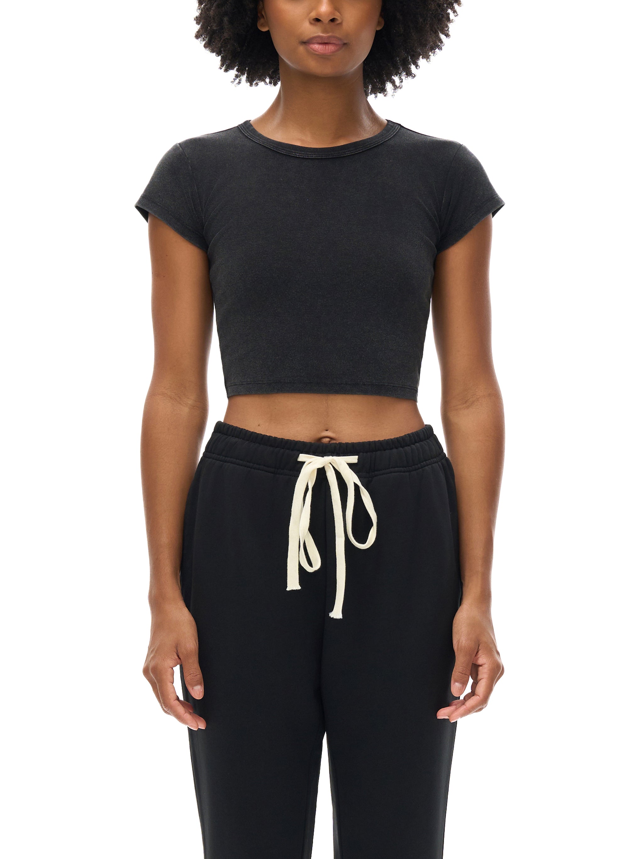 Choke Me Unhinged Snow Washed Crop Top Black