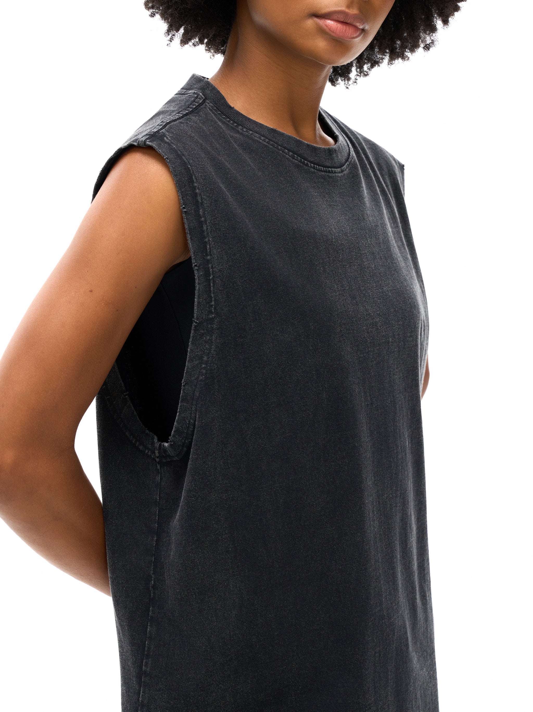 Streetwear Unisex Snow Washed Frayed Hem Tank Top Anima Sola Grimoires